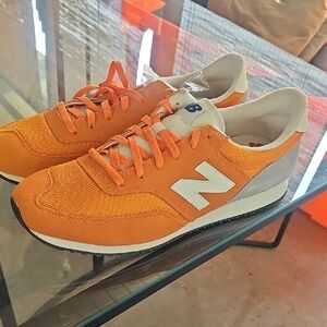 New Balance Men's Bright Orange and Gray Sneakers